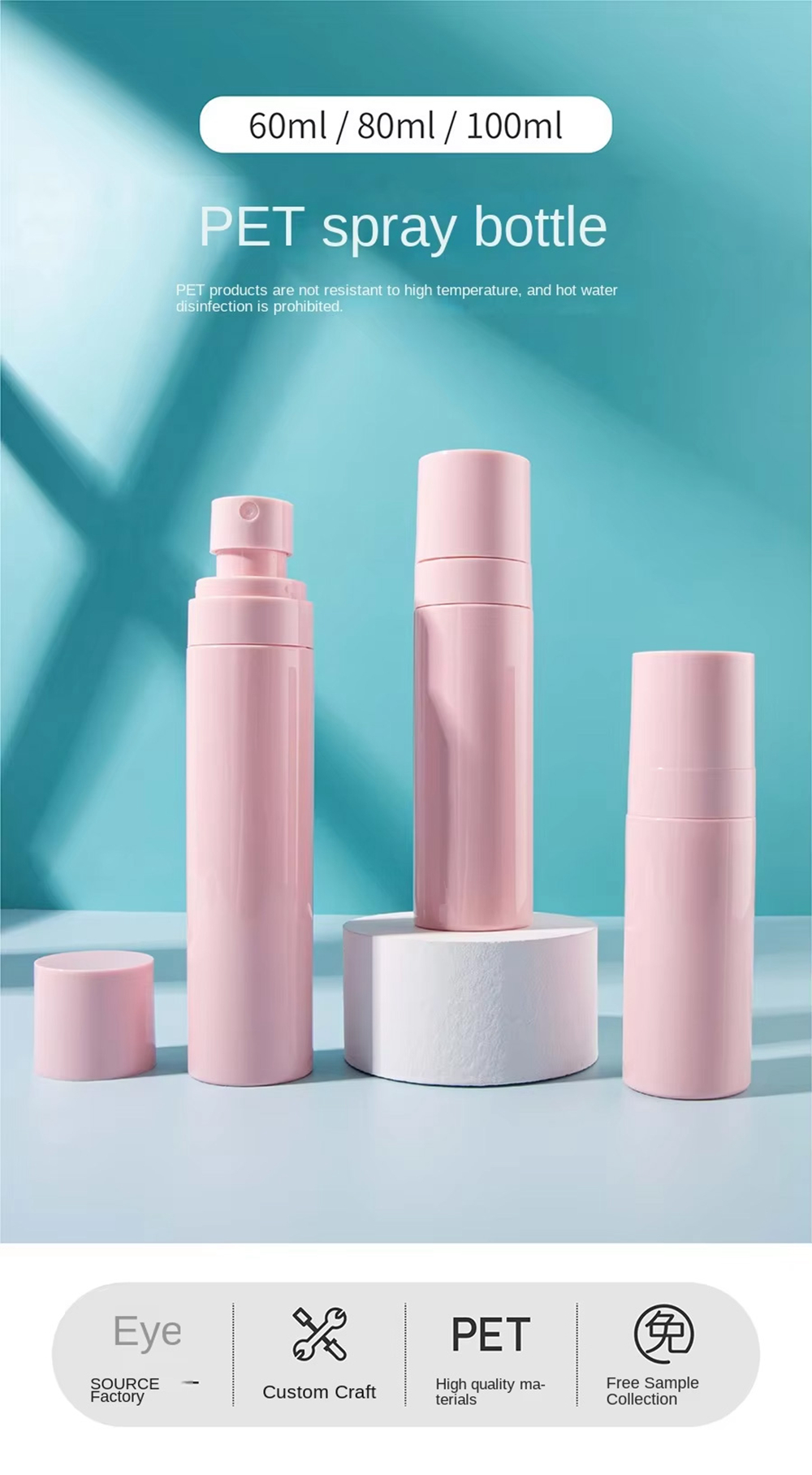 22 Thread Diameter Cylindrical Shape Fine Mist Spray Bottle