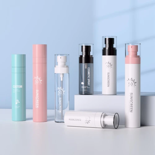 60-120ml Cylindrical Shape Fine Mist Spray Bottle with Lotion Pump For Hair & Sunscreen