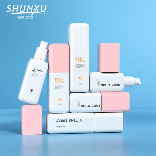 80-120ml Luxury Cosmetics Packaging Square PET Mist Spray Bottle