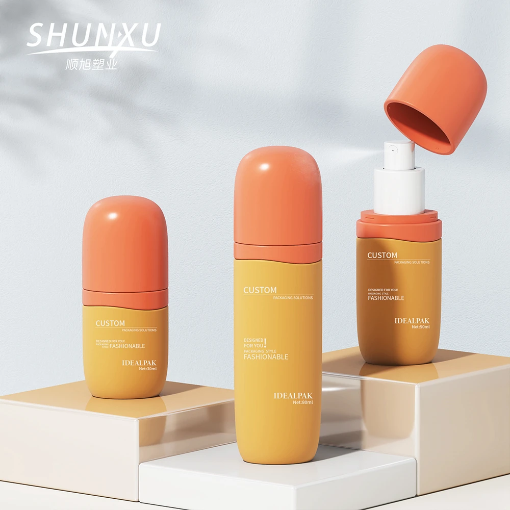 Customizable Plastic Spray Bottle Cosmetic Packaging Containers with Lotion Pump for Skincare and Beauty Products