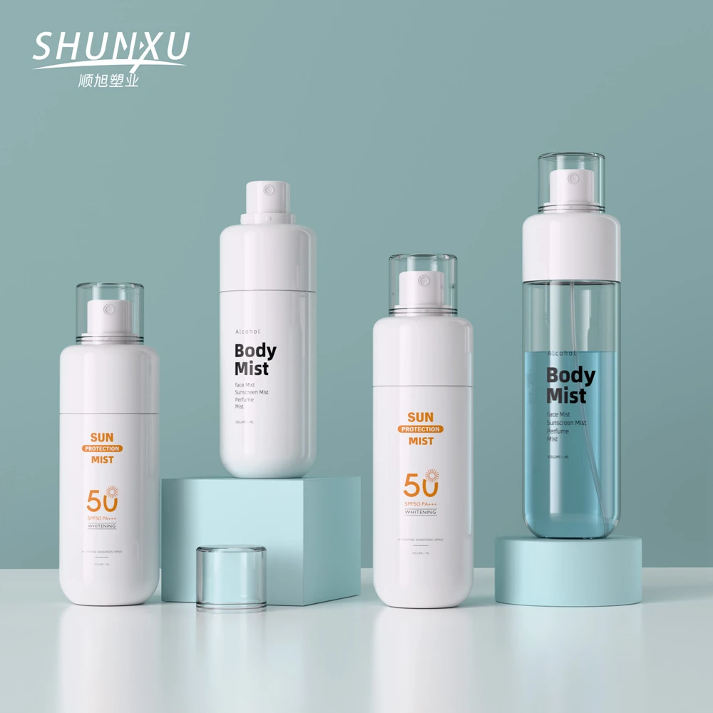 Luxury Round PET Spray Lotion Bottle Cosmetic Packaging Toner & Body Mist