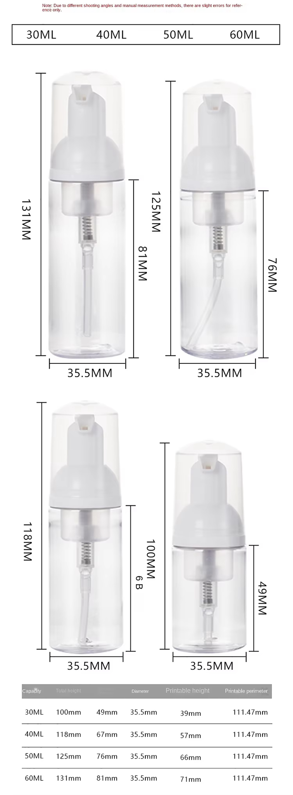 Transparent Pet Cosmetic Foaming Mousse Cleanser Bottle