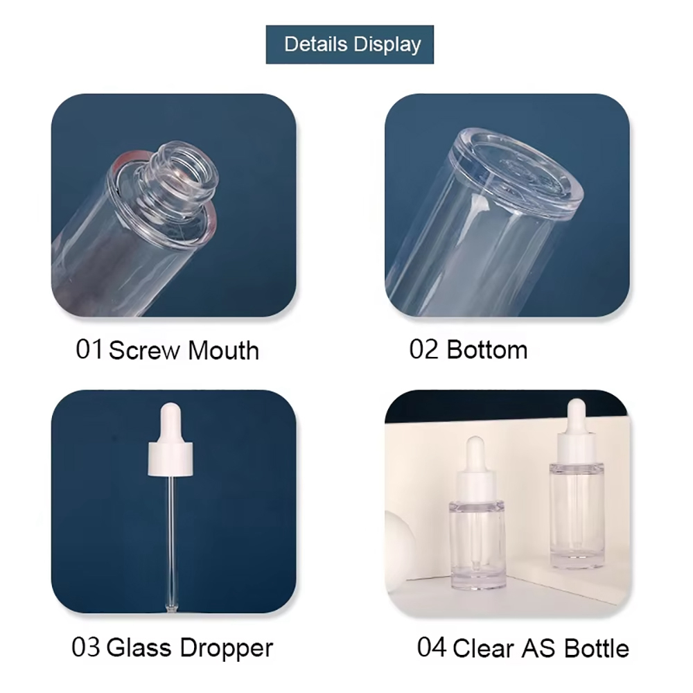 Skincare Packaging Transparent Serum Dropper Bottle for Essential Oil