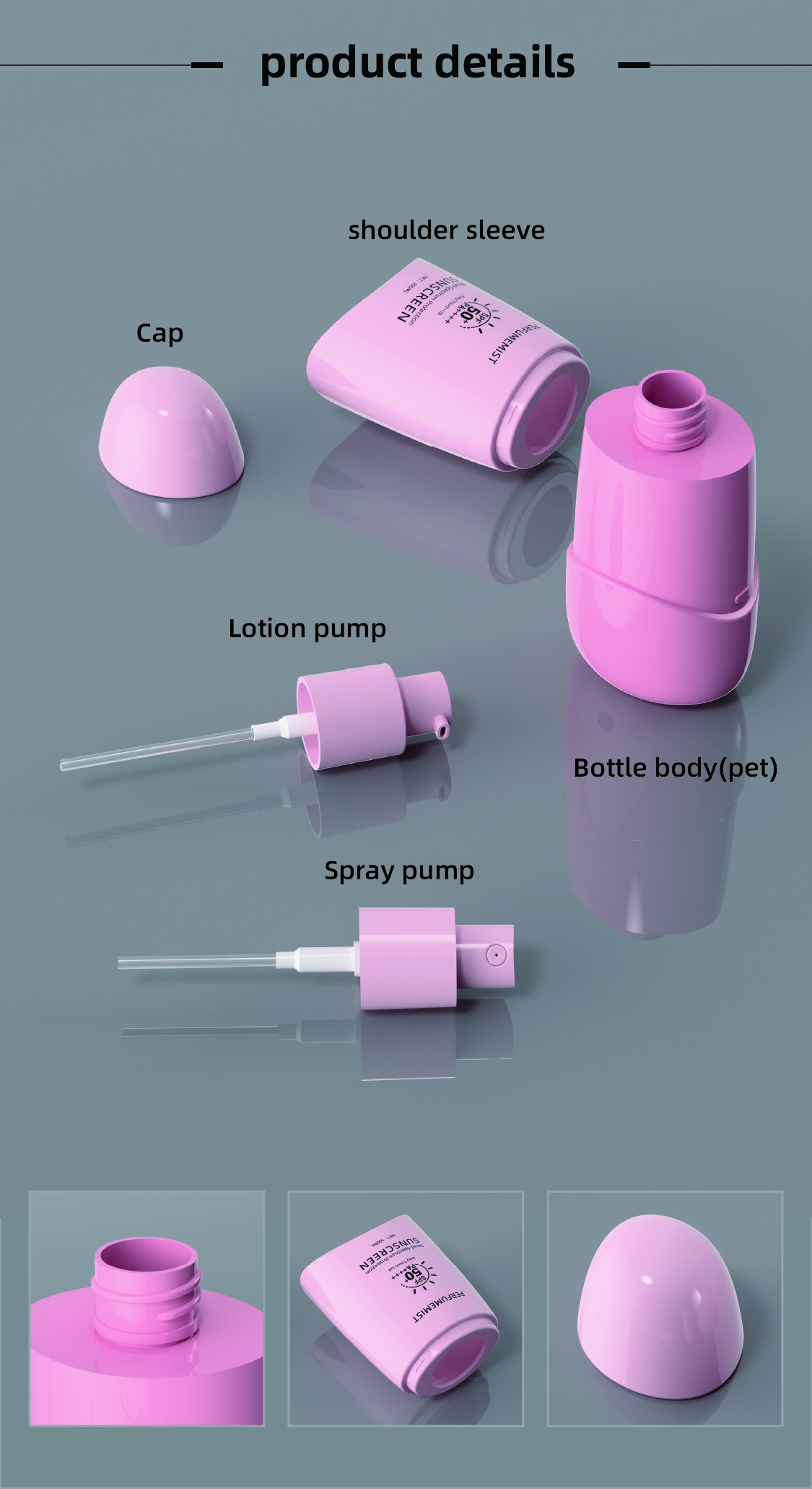 Cute Luxury PET Mist Spray Bottle Cosmetic Toner & Body Sunscreen Mist
