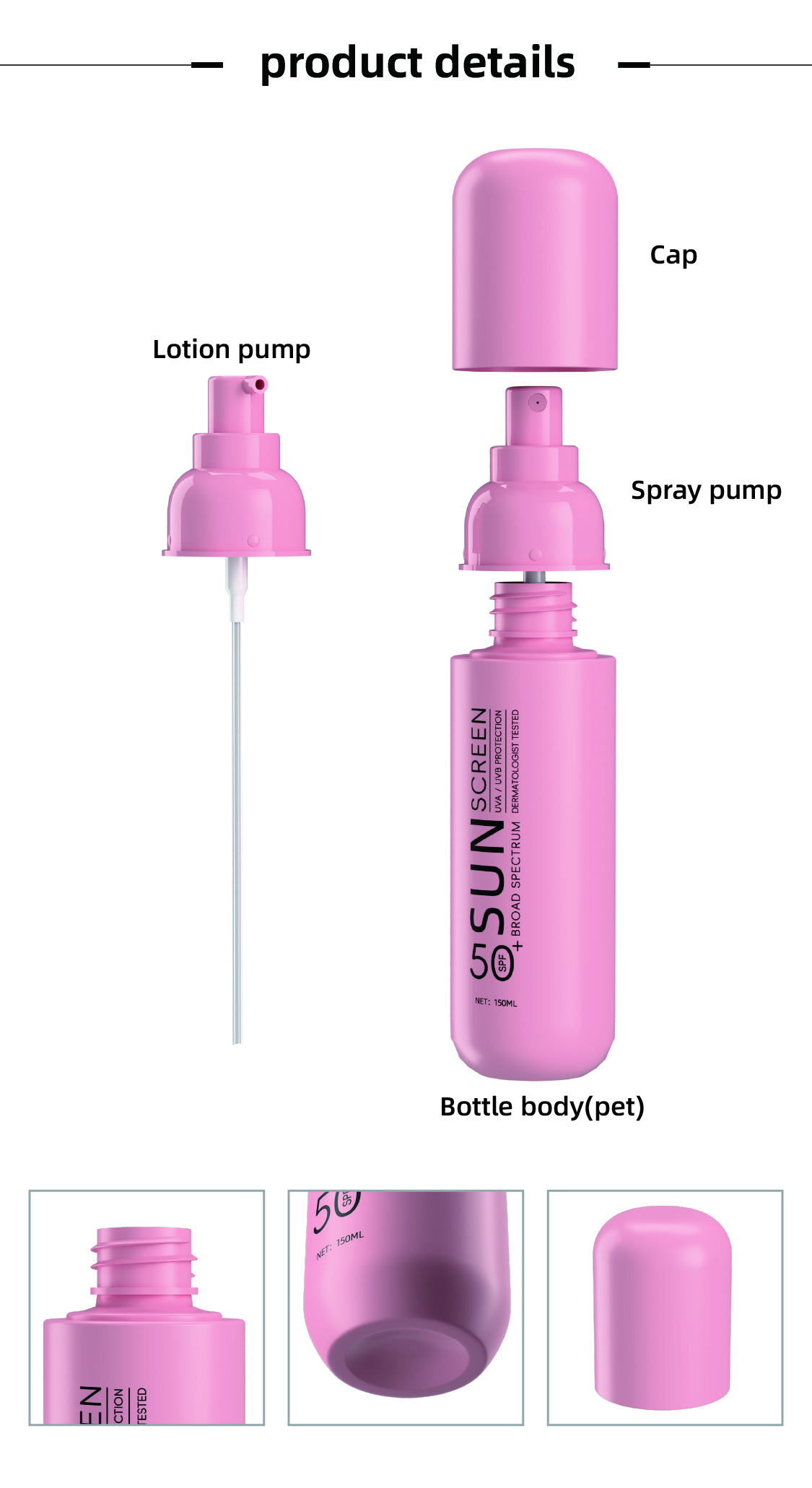 100-150ml Unique Design Round Plastic Spray Bottle For Cosmetic Packaging