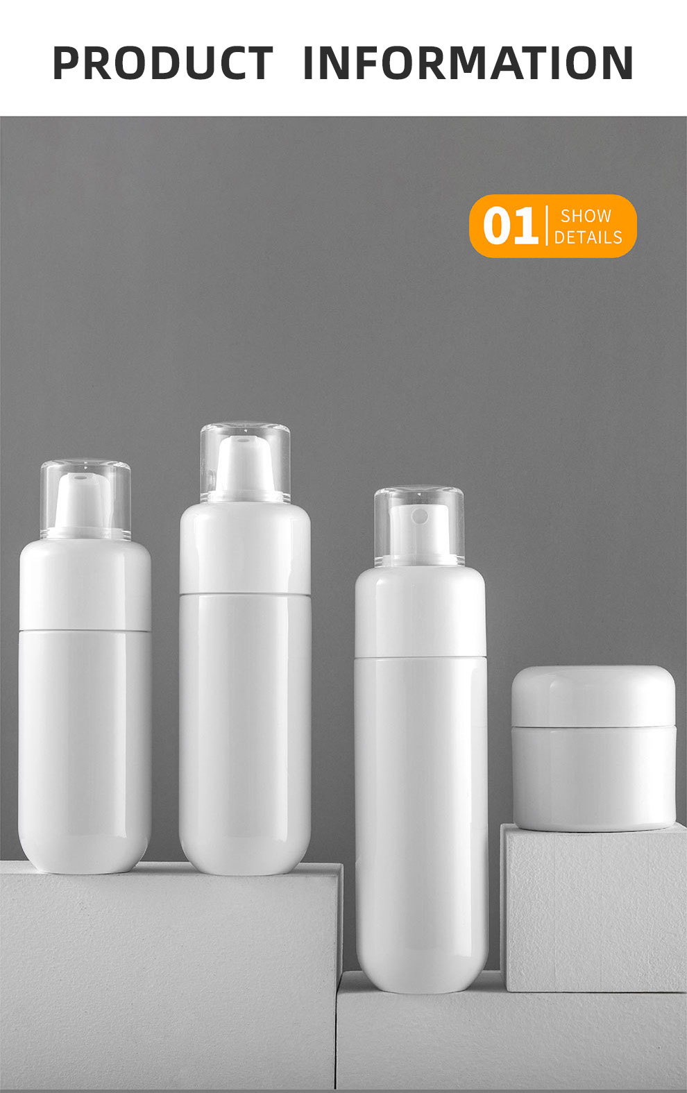 Custom Luxury Cosmetic Packaging PET Spray & Lotion & Cream Jar Bottle Set