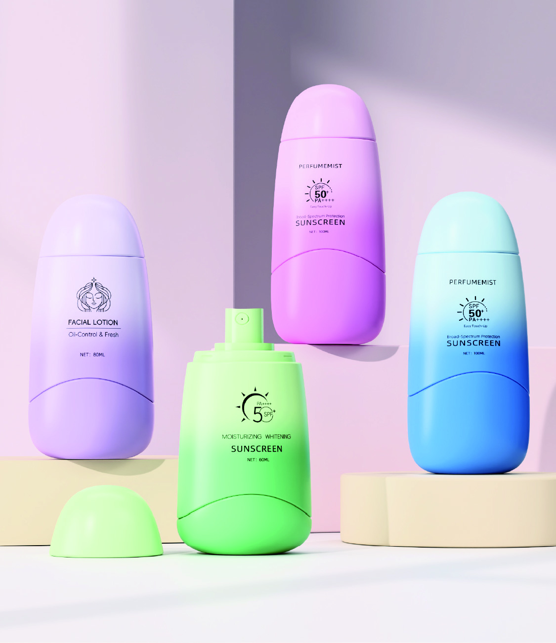 Cute Luxury PET Mist Spray Bottle Cosmetic Toner & Body Sunscreen Mist