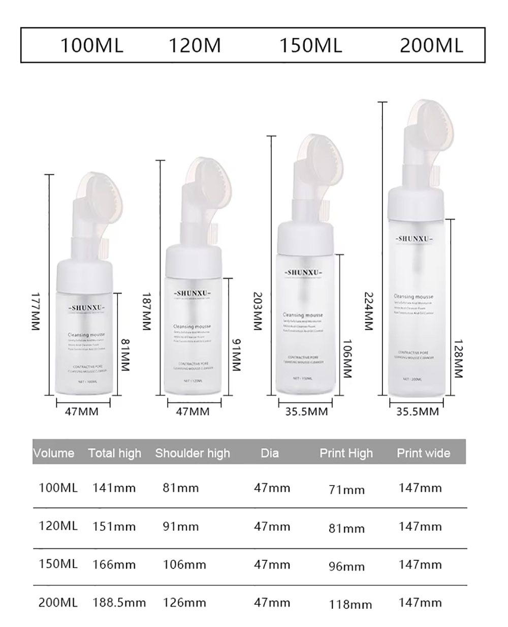 Custom Facial Cleanser Foam Pump Bottle with Brush