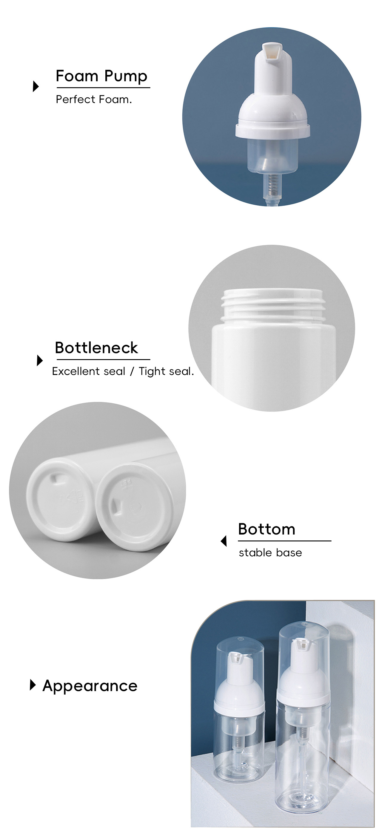 Customized Plastic Facial Cleanser Foaming Soap Bottle for Skin Care Cleanser