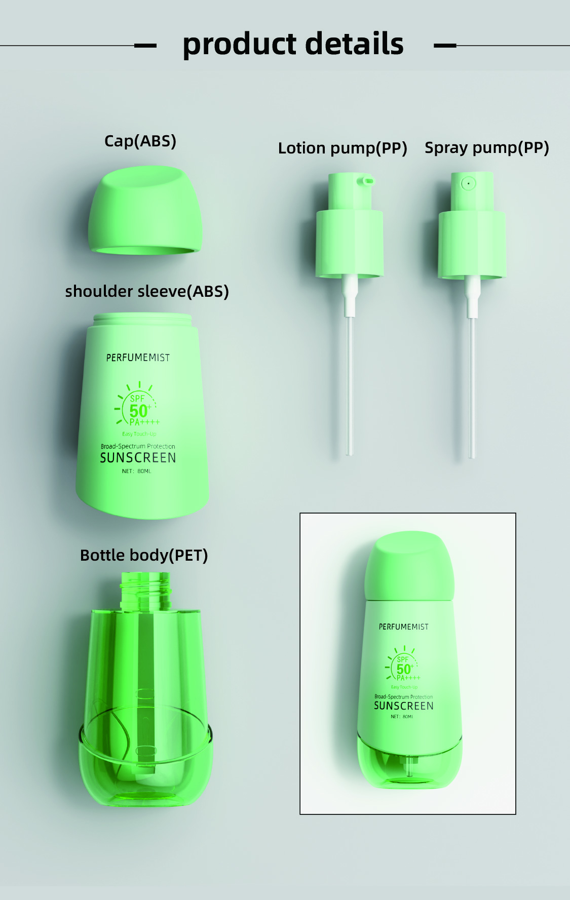 Patented Unique Design 60-100ML Mist Spray Bottle for Skincare Beauty Products