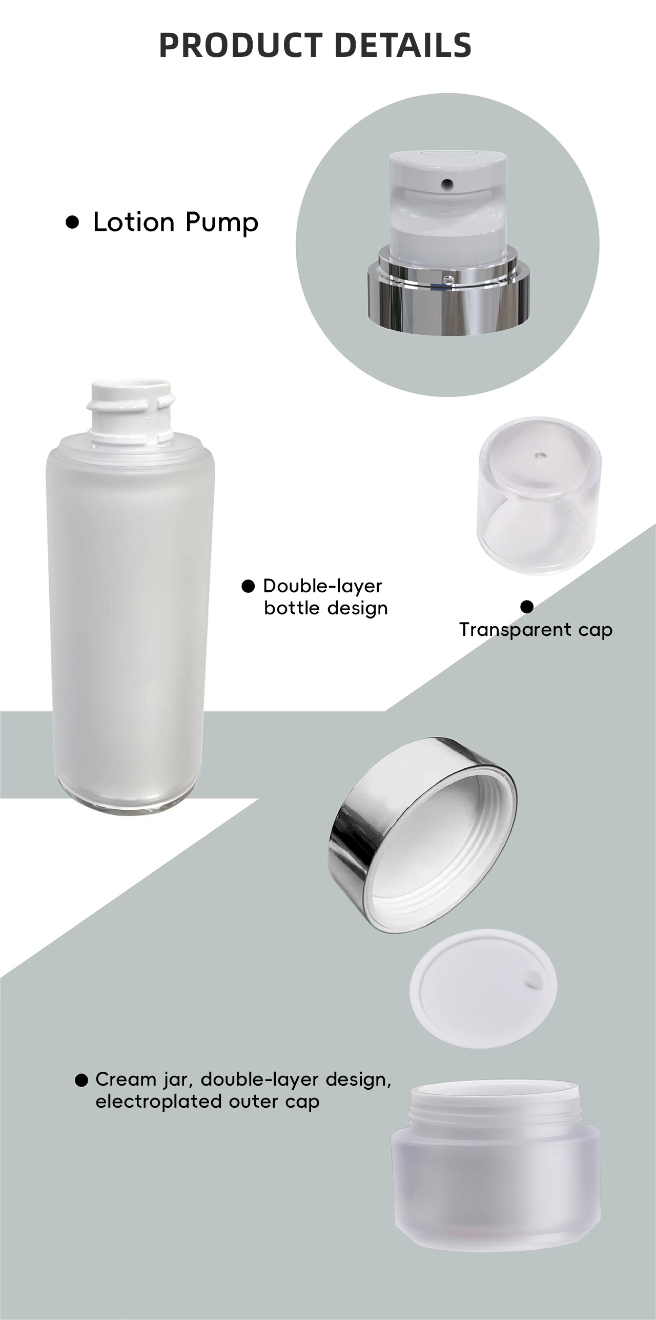 Luxury Cosmetic PP Plastic Spray Lotion Bottles Cream Jars Skincare Set