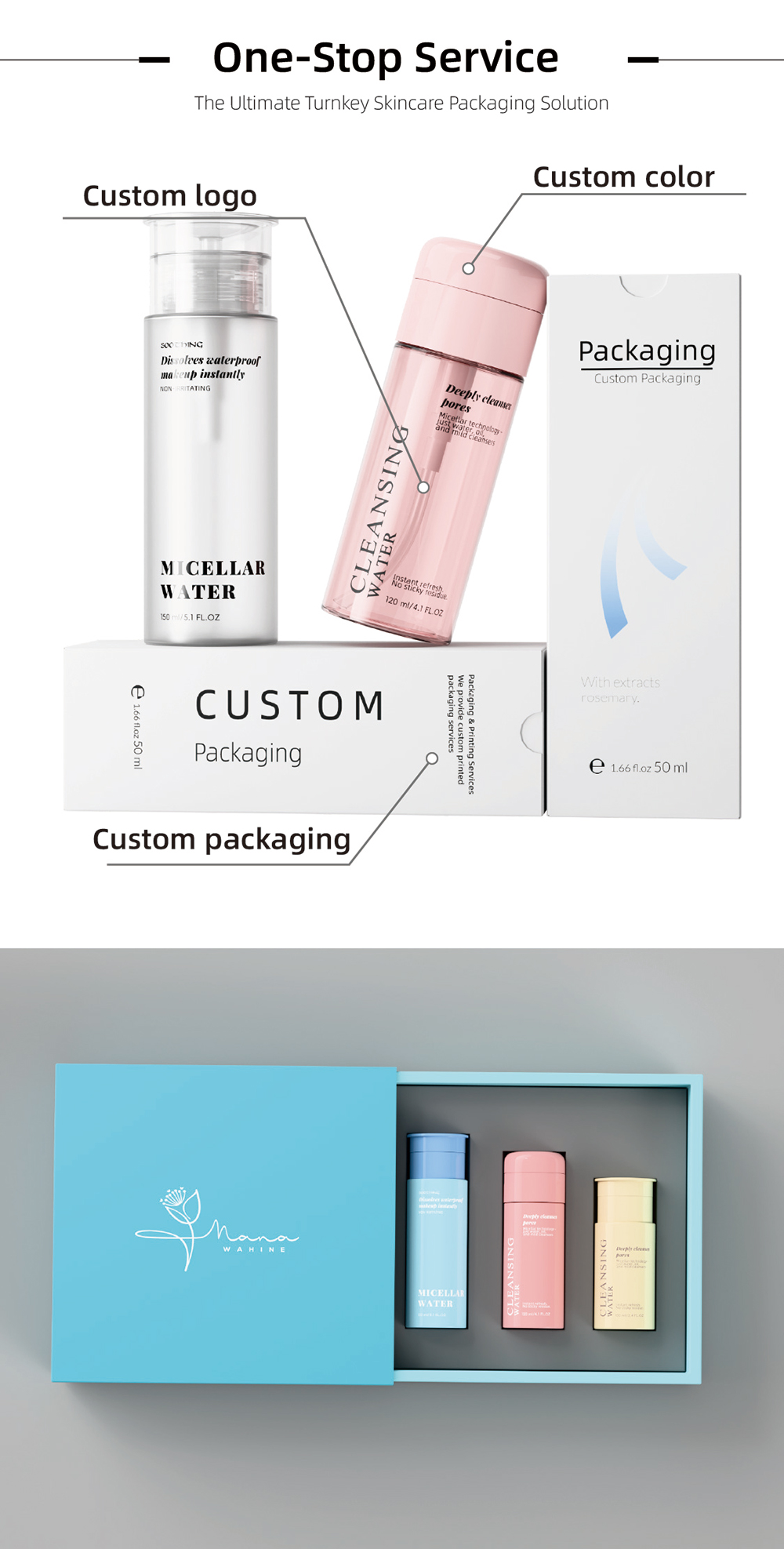 Cleansing Makeup Remover Bottle Press Pump Top Cap